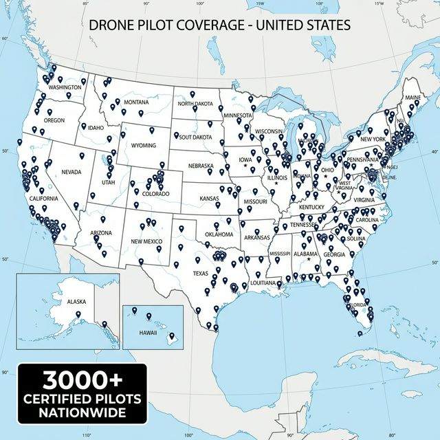 US Coverage Map - 3000+ Certified Pilots Nationwide